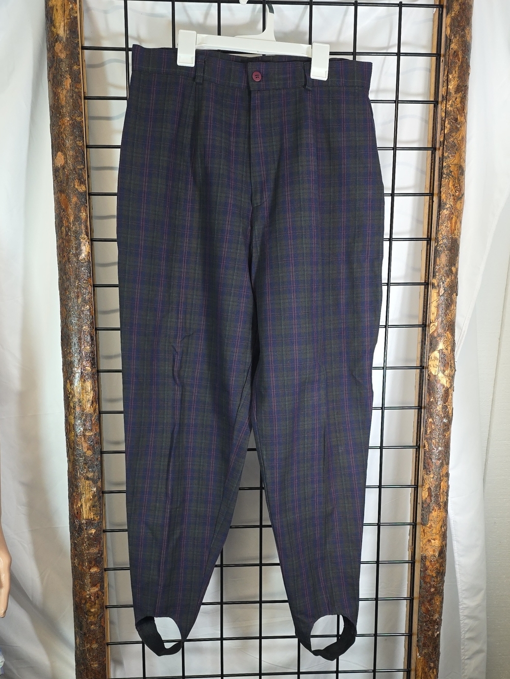 Women's Navy and Purple Plaid Stirrup pants